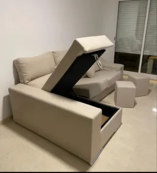 Cama completa con cabecero tapizado