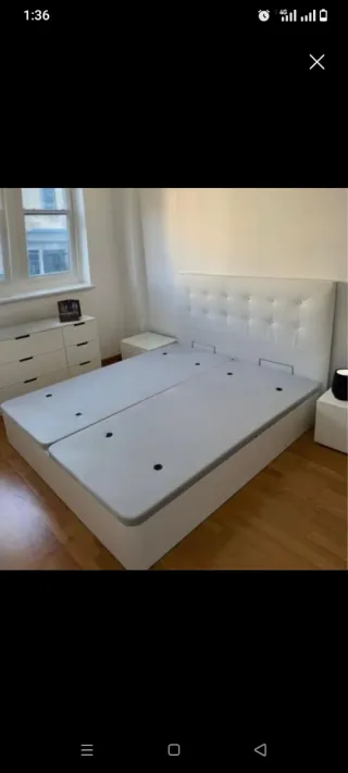 Cama completa con cabecero tapizado