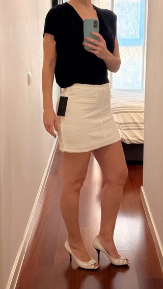 Minifalda Zara Blanca Tweed