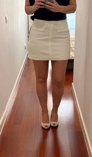 Minifalda Zara Blanca Tweed
