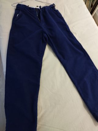 Pantalón ancho azul de algodón