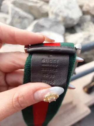 Cintura Gucci regolabile verde e rossa