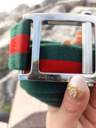 Cintura Gucci regolabile verde e rossa