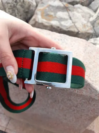 Cintura Gucci regolabile verde e rossa