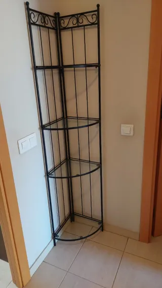 Vitrina Cantonera Hierro Forjado Cristal