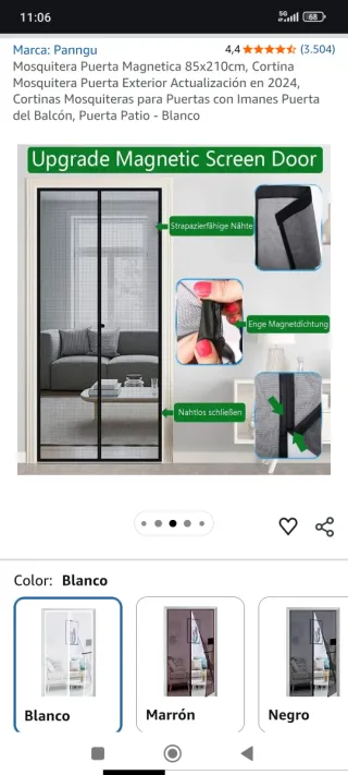 Mosquitera Puerta Magnética 85x210cm Nueva sin usa