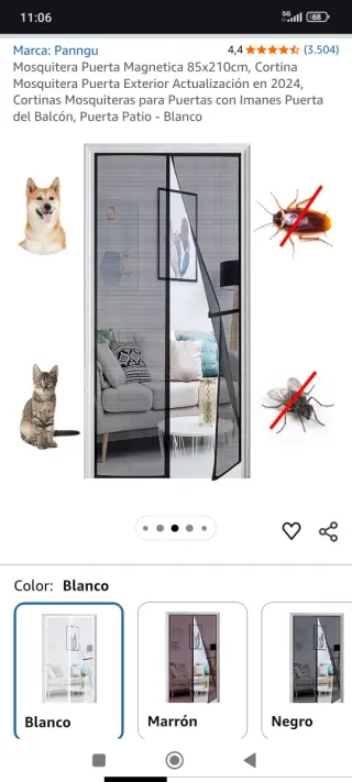 Mosquitera Puerta Magnética 85x210cm Nueva sin usa