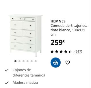 Cómoda Hemnes Ikea Blanca y Dorada