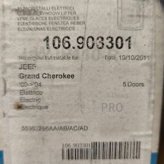 ELEVALUNAS DELANTERO DERECHO JEEP GRAND CHEROKEE NUEVO 106903301