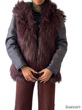 Giubbotto peloso marrone/grigio