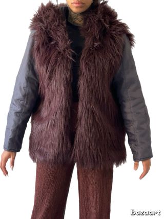 Giubbotto peloso marrone/grigio