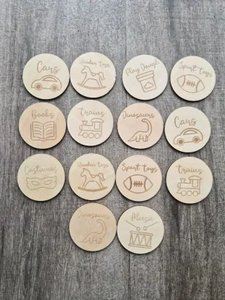 Etiquetas identificadoras de madera para juguetes