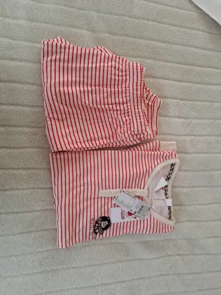 Pijama mujer rayas rojas y blancas