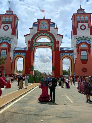 Vestido Flamenca Fucsia Lunares Talla 36