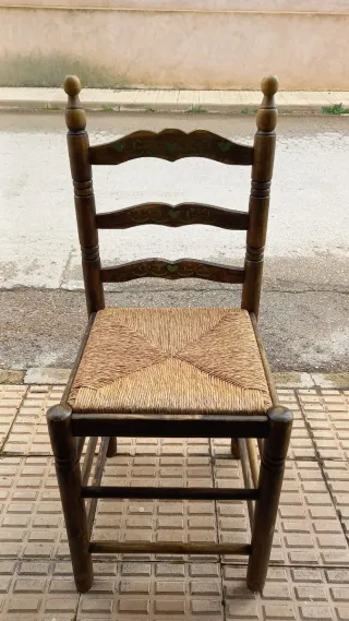 2 Sillas Rústicas Madera con Asiento Enea