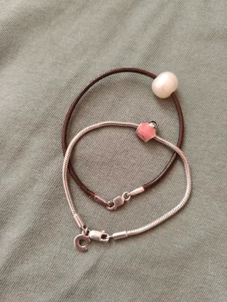 Pulseras niña plata y charm