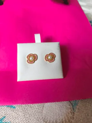 Pendientes Tous oro, Flor Perla Dorados Rosados