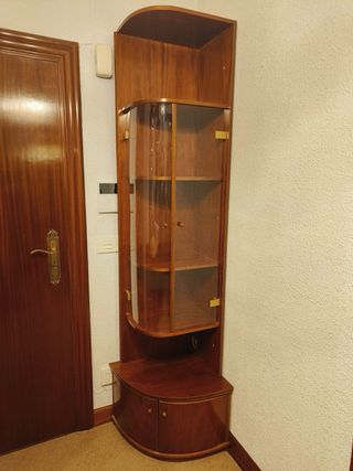 Armario esquinero madera y cristal