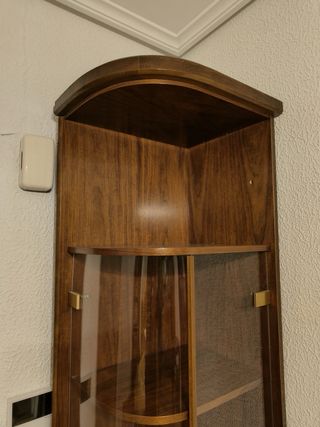 Armario esquinero madera y cristal