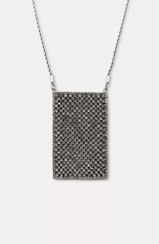 Collar Zara Rectangular Brillantes Plateado