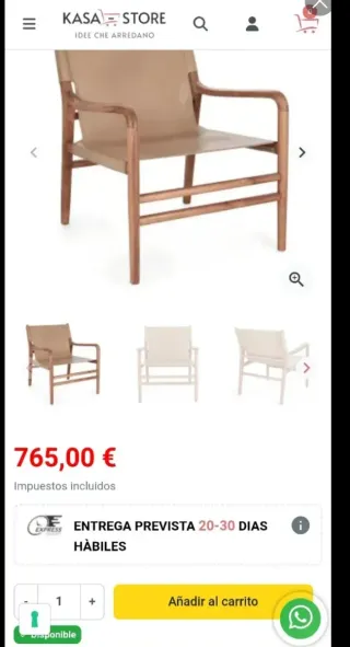 Pieza muy exclusiva Sillón de madera y cuero Nuevo