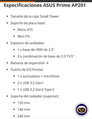 Caja PC ASUS PRIME AP201 Tempered Glass