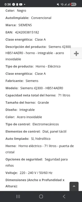 Forno Siemens Nero negoziabile