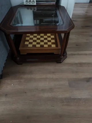 Conjunto mesa centro y auxiliares marquetería