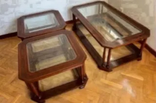 Conjunto mesa centro y auxiliares marquetería