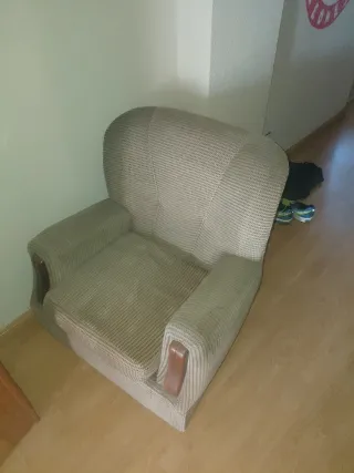 Sillón individual tela beige/marrón