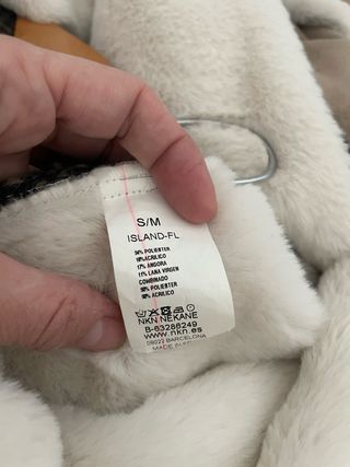 Chaqueta pelo y punto beige/marrón