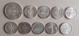 10 Monedas Plata Portugal 2003-2005. Peso 153 gr.