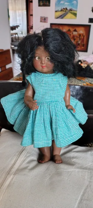 Bambola vintage vestito a quadri