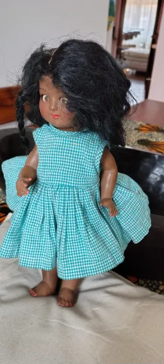 Bambola vintage vestito a quadri