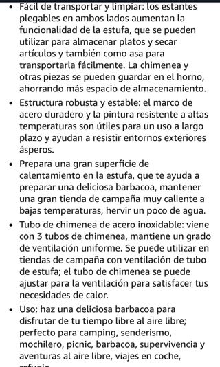 Estufa cocina de leña para tienda de campaña