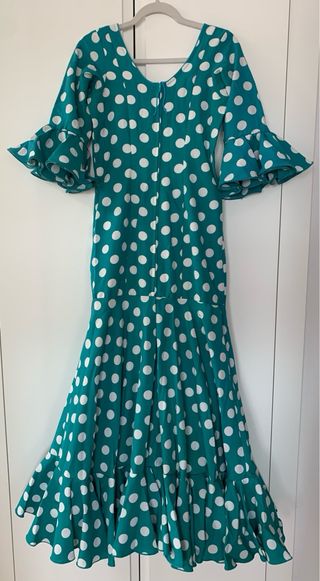 Traje Flamenca Niña Lunares Verde Talla 15/16 años