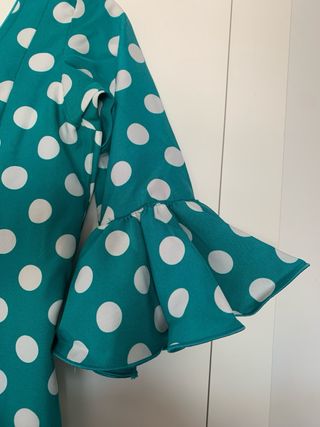 Traje Flamenca Niña Lunares Verde Talla 15/16 años