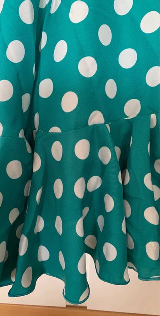 Traje Flamenca Niña Lunares Verde Talla 15/16 años