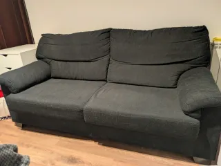 Sofá 3 plazas negro tela