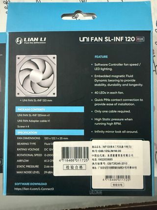 Pack de 3 Lian Li UNI FAN SL-INF 120 RGB White