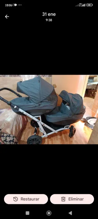 Carro gemelar con dos sillas