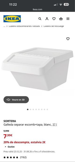 Cubo basura Ikea blanco plástico
