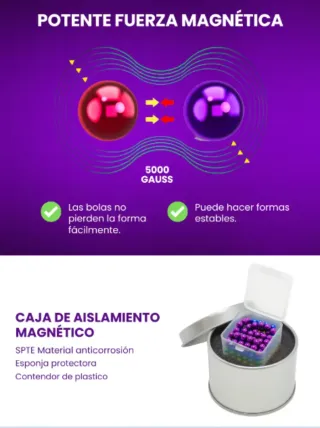 216 Bolas Magnéticas 5mm Arcoíris