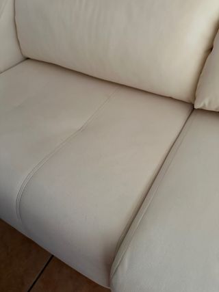 Sofá chaise longue 2 Plazas Beige Piel Sintética