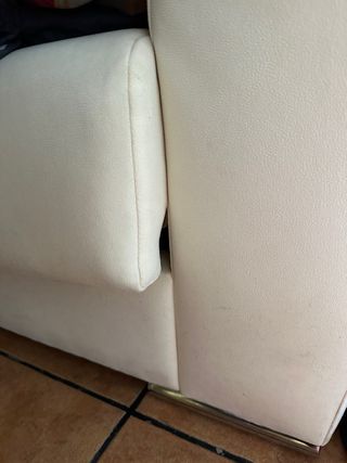 Sofá chaise longue 2 Plazas Beige Piel Sintética