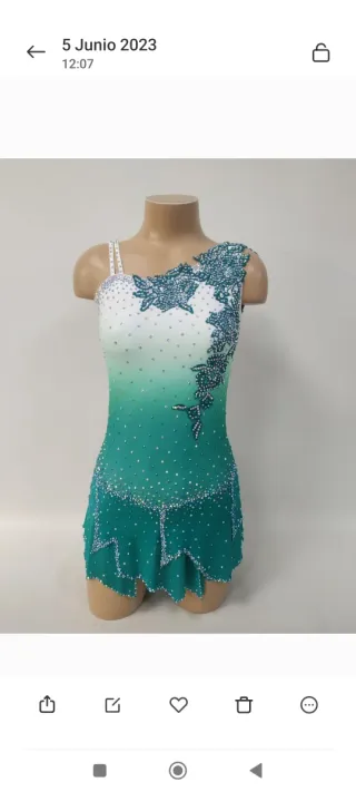 Maillot Patinaje Artístico Verde y Blanco