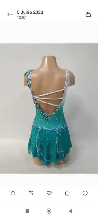 Maillot Patinaje Artístico Verde y Blanco