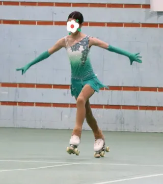 Maillot Patinaje Artístico Verde y Blanco