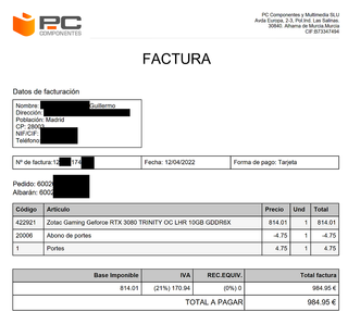 RTX 3080 ZOTAC GAMING GeForce Trinity OC 10GB
