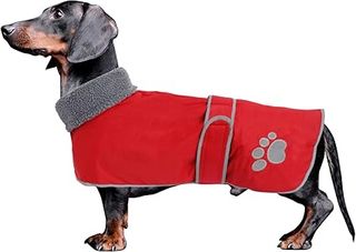 Geyecete-Abrigo Invierno Impermeable para Perro Salchicha,con Forro Polar cálido y Agujero arnés, Térmico Chaquetas Ideal para U